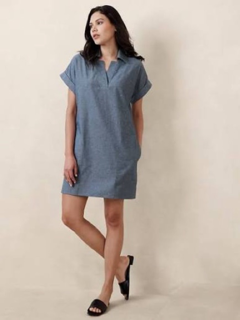 NWT Banana Republic Blue Chambray Polo Shift Dress